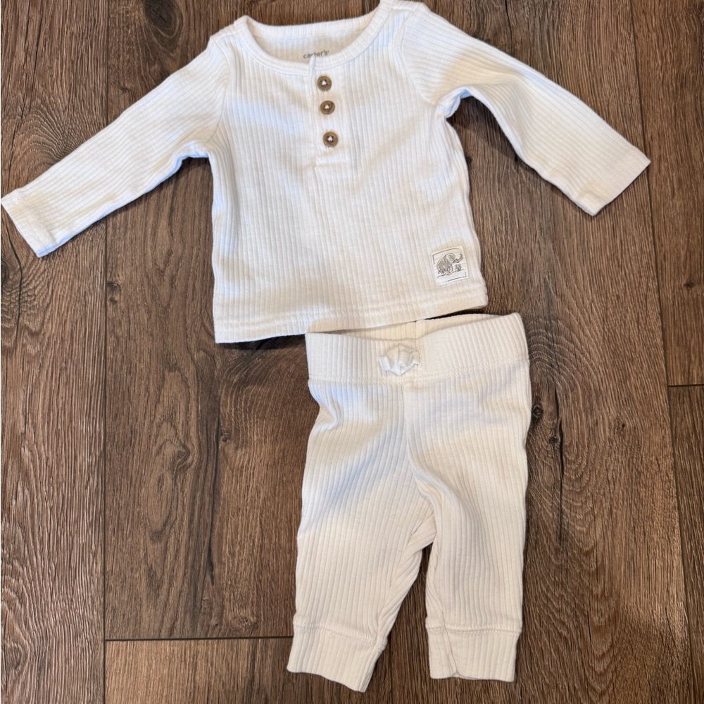 Carter's White Ribbed Newborn Outfit